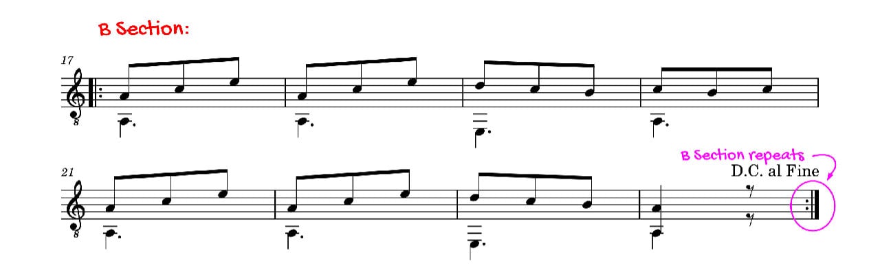 Carulli's Opus 241 Number 1 Section B