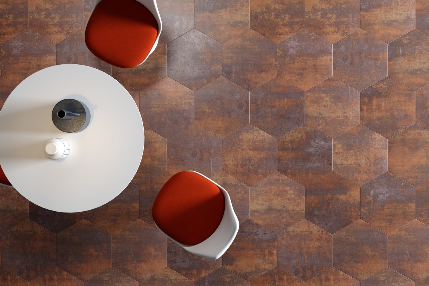 rendering made with Copper Hexagonal Tiles Texture