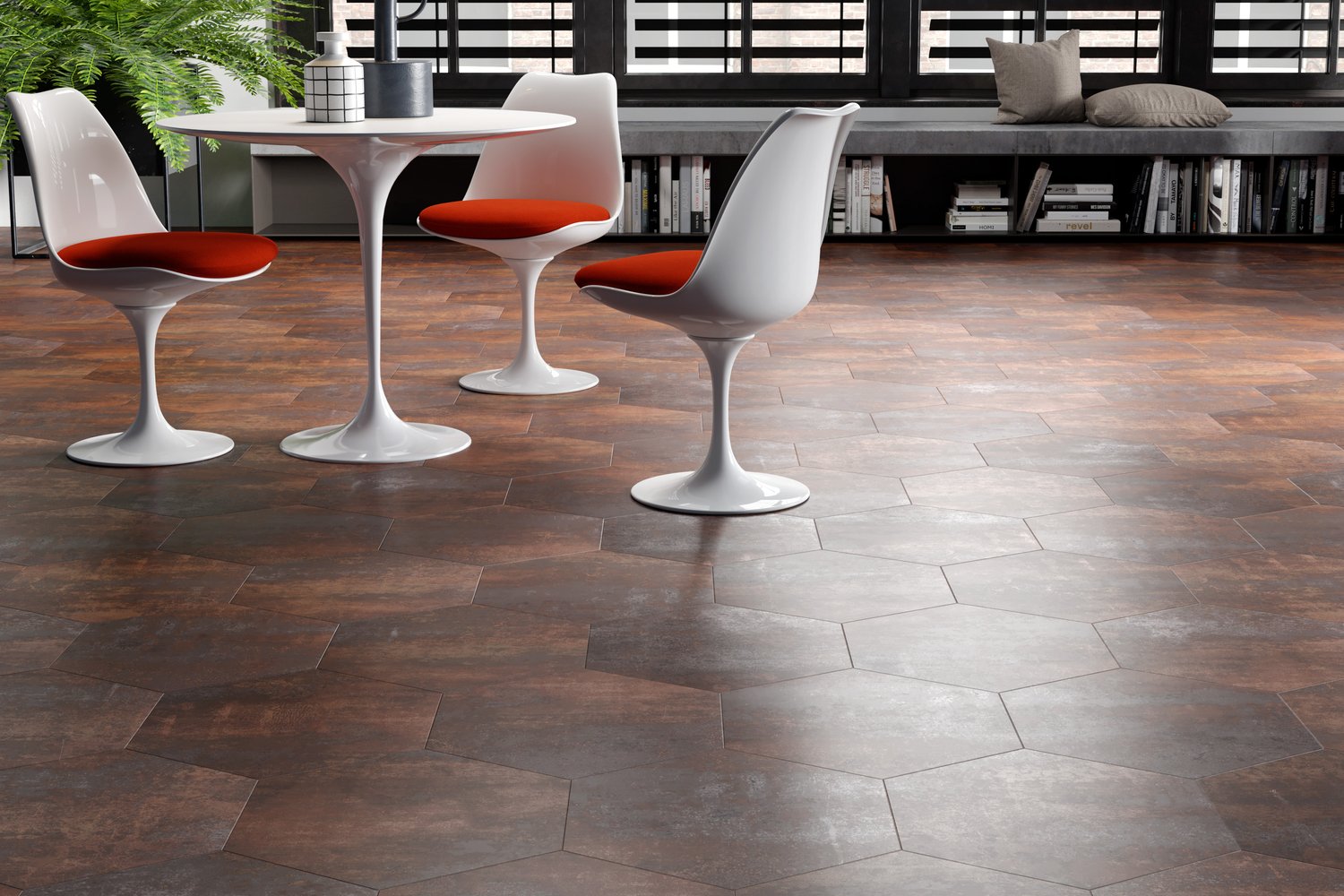 rendering made with Copper Hexagonal Tiles Texture