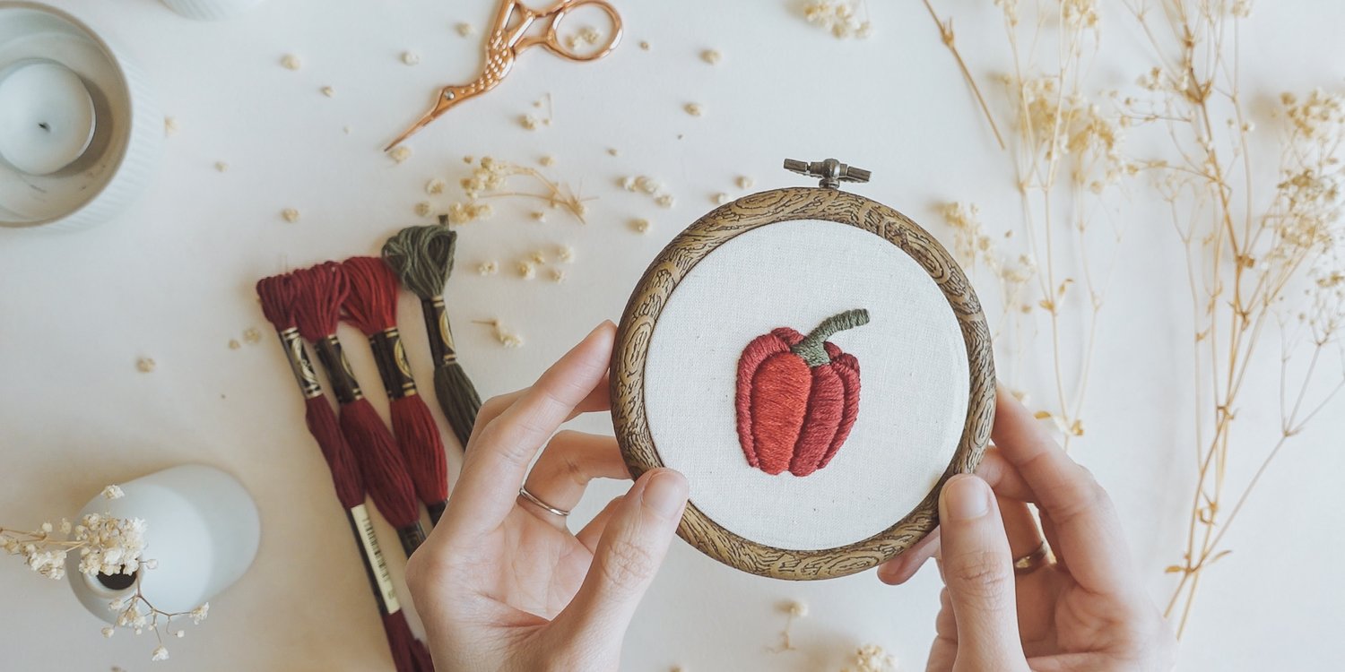 satin stitch bell pepper free embroidery pattern