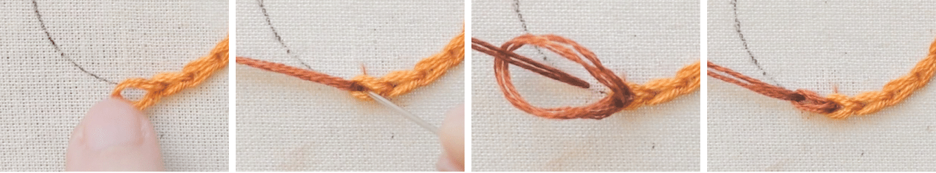 how to chain stitch change color