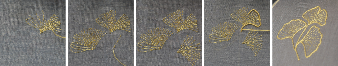 step by step gingko free embroider pattern