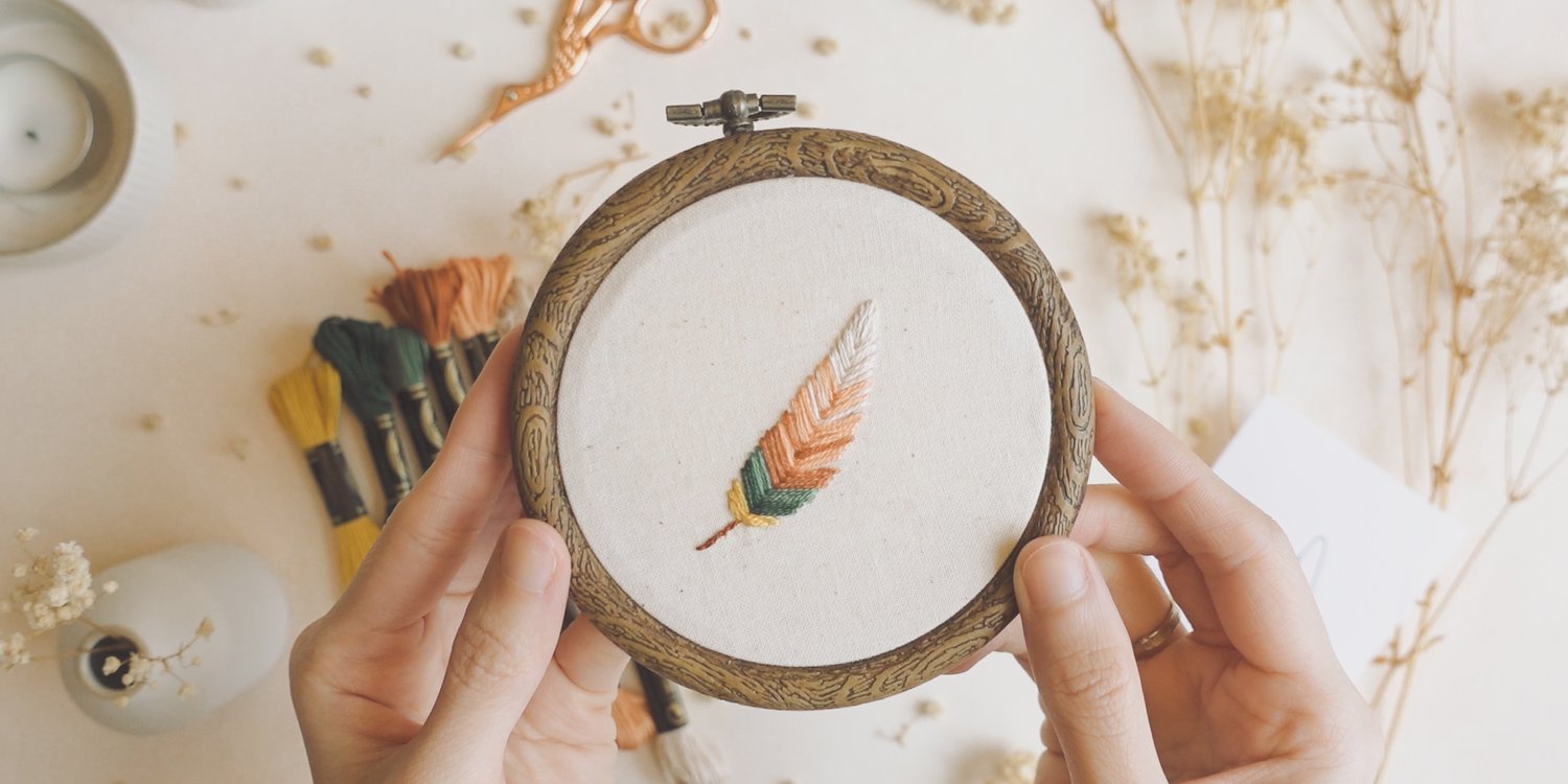 Fishbone Stitch, A Step-by-Step Guide with FREE Feather Embroidery Pattern