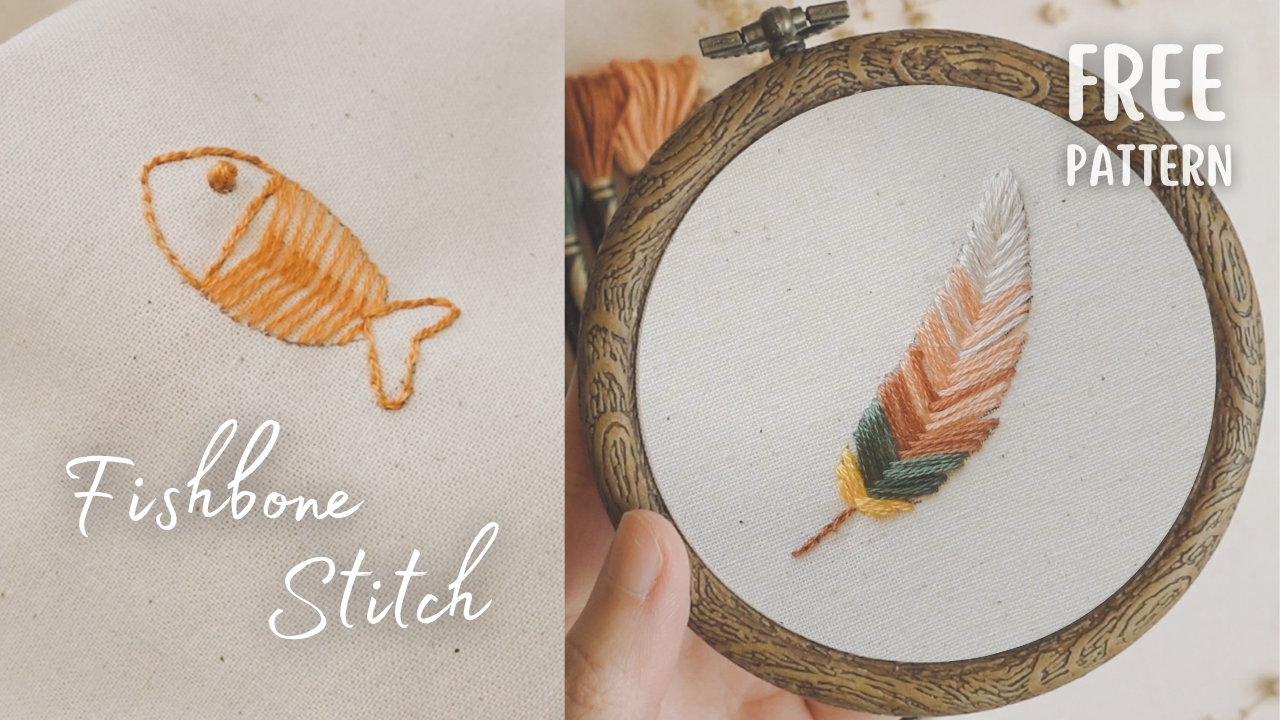 Fishbone Stitch, A Step-by-Step Guide with FREE Feather Embroidery Pattern