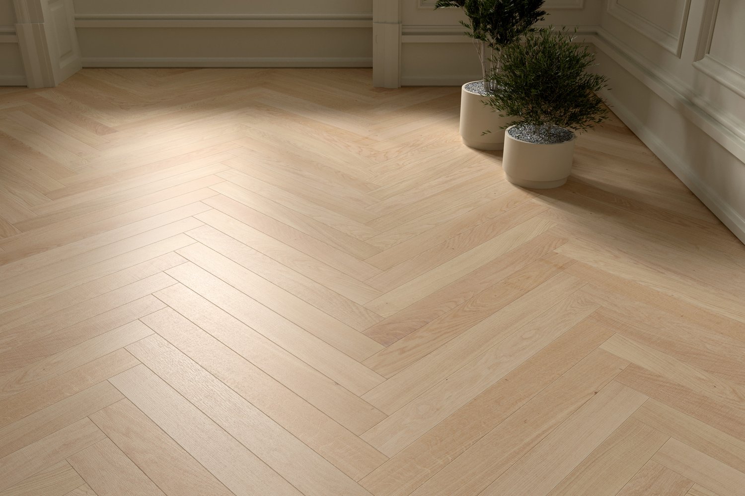 render with Natural Oak Herringbone wood texture