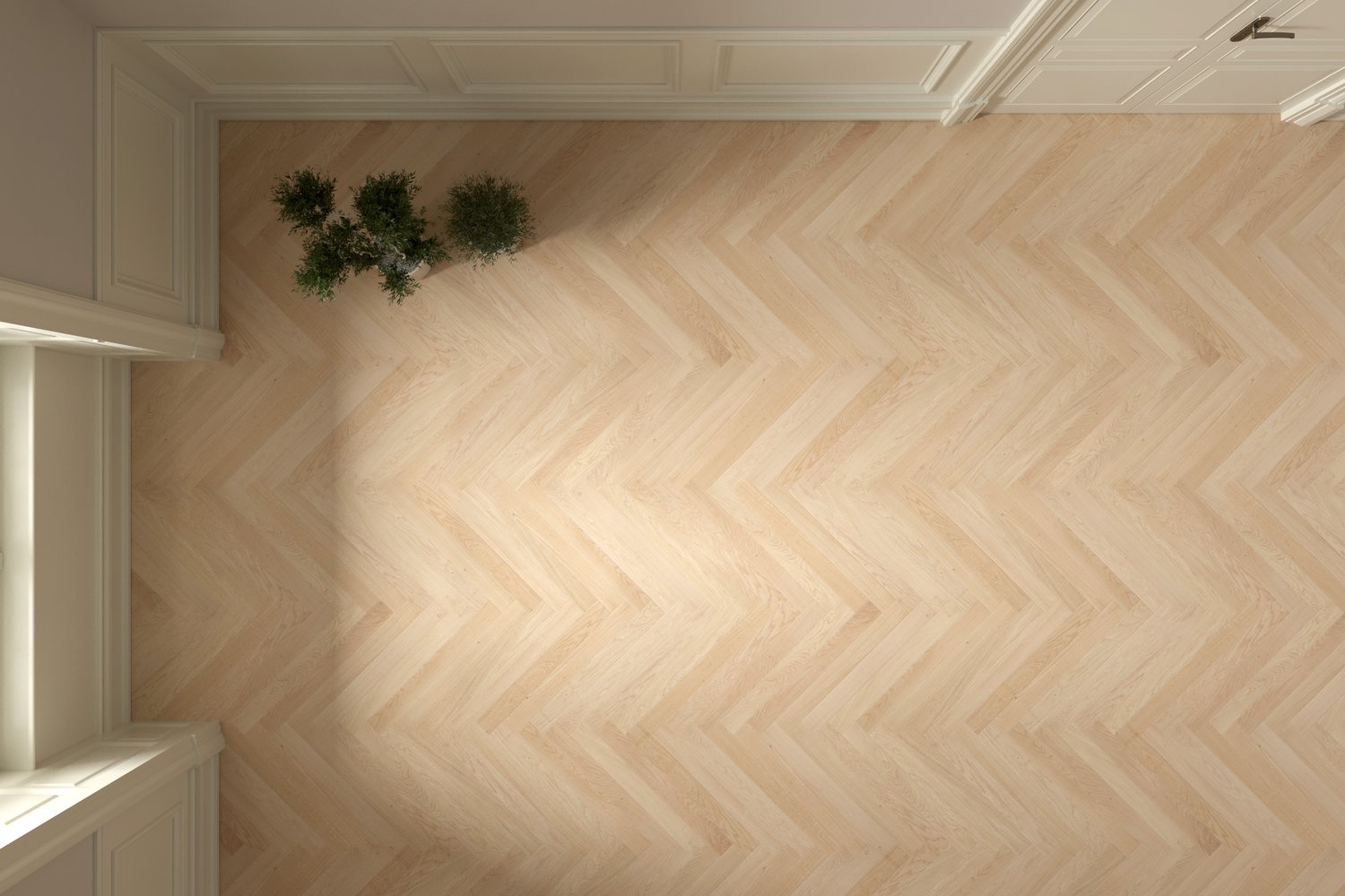 render with Natural Oak Herringbone wood texture