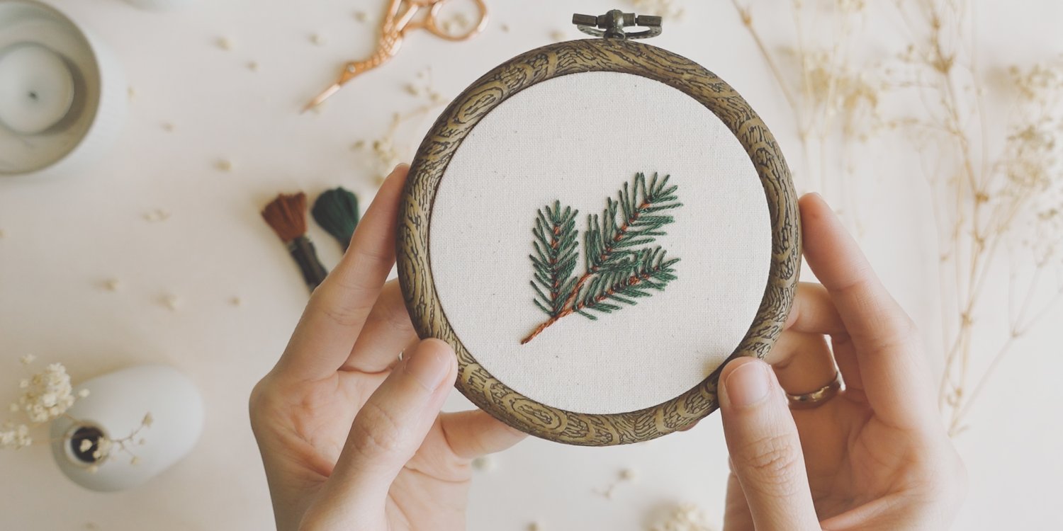 Fly stitch, A Step-by-Step Guide with FREE Pine Needle Embroidery Pattern