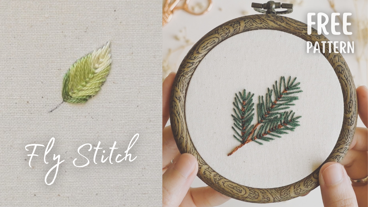Fly stitch, A Step-by-Step Guide with FREE Pine Needle Embroidery Pattern