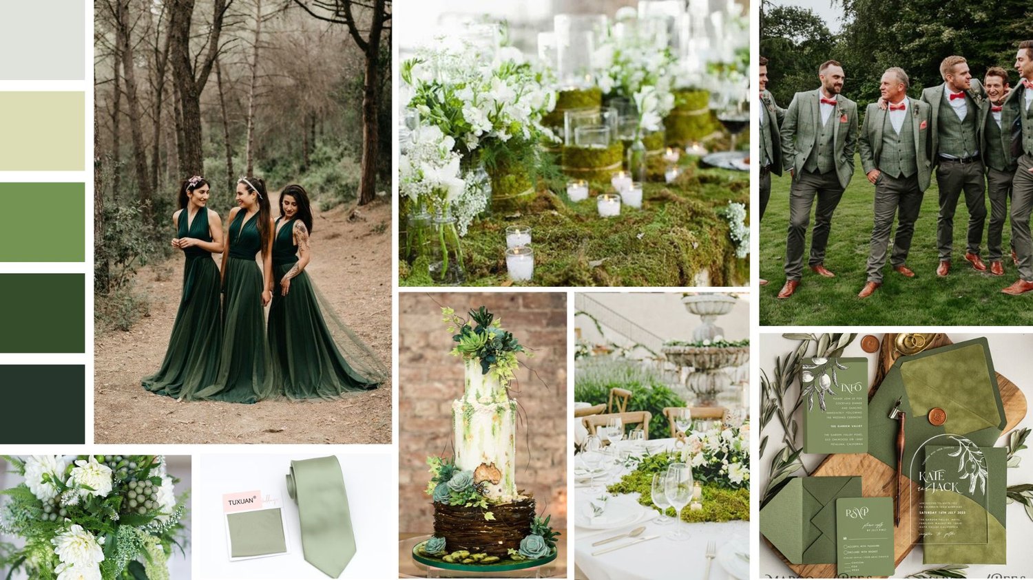 Moss green wedding palette scheme inspiration