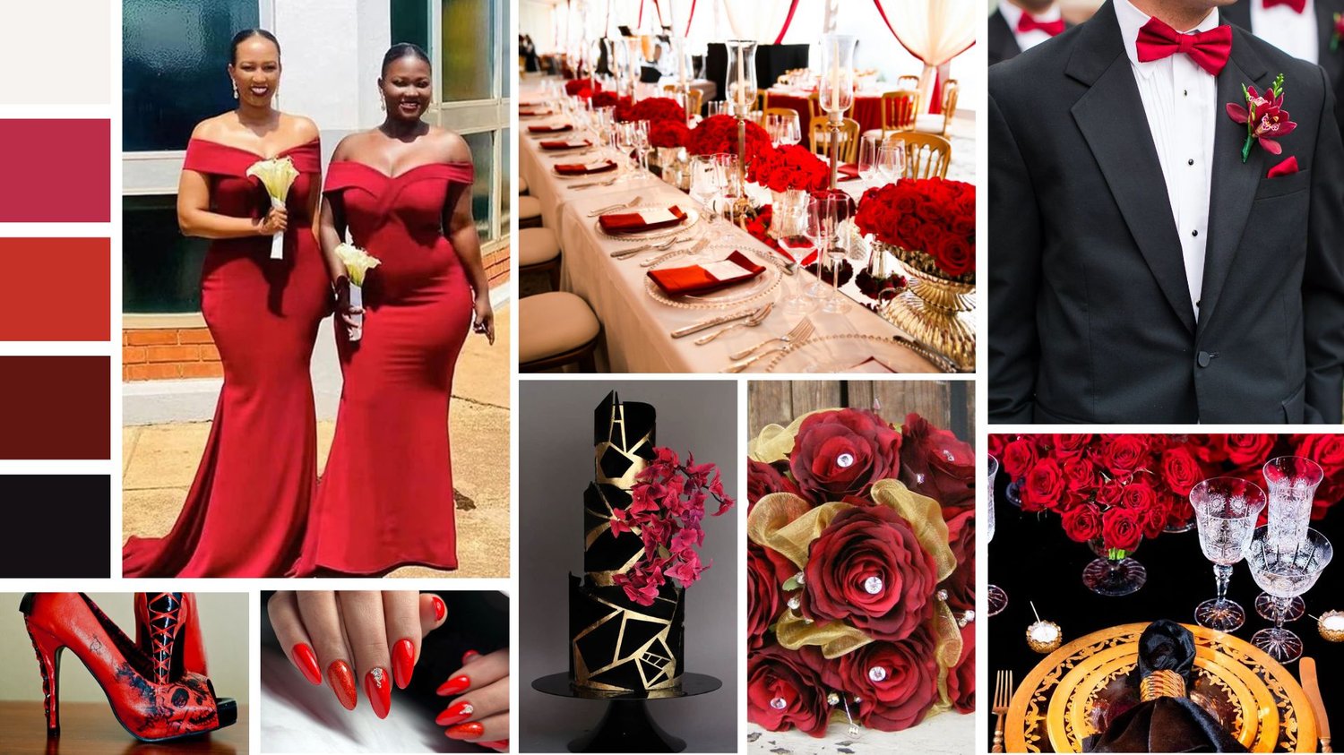 red gold black wedding palette scheme inspiration