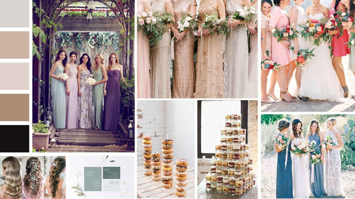 mix match bridesmaids and wedding color scheme palette inspiration
