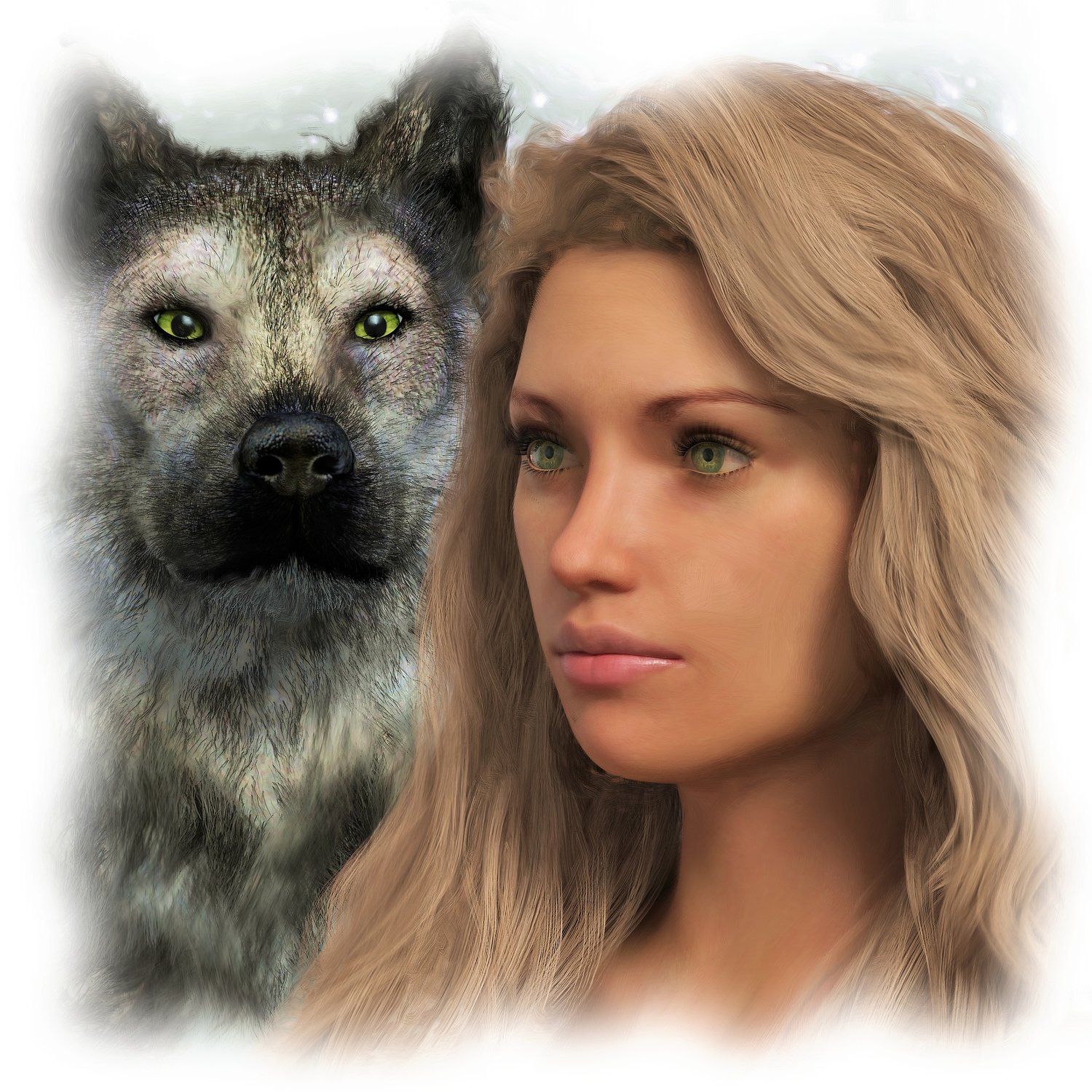 woman and wolf