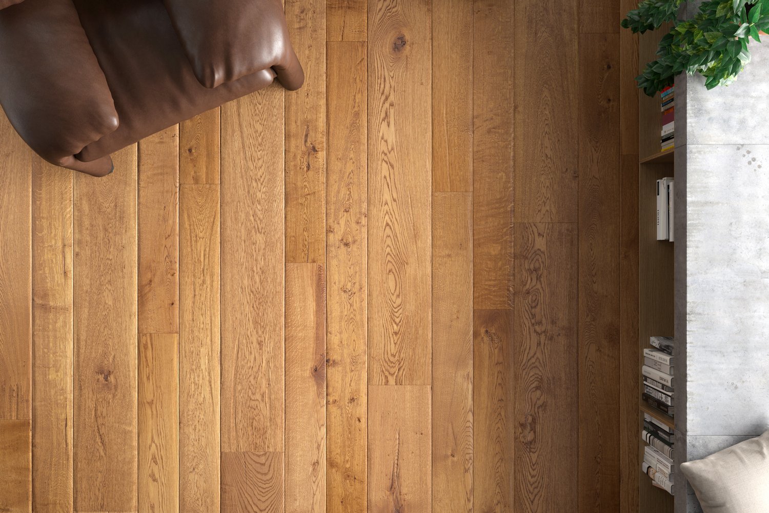 photorealistic rendering with Antique Oak wood texture