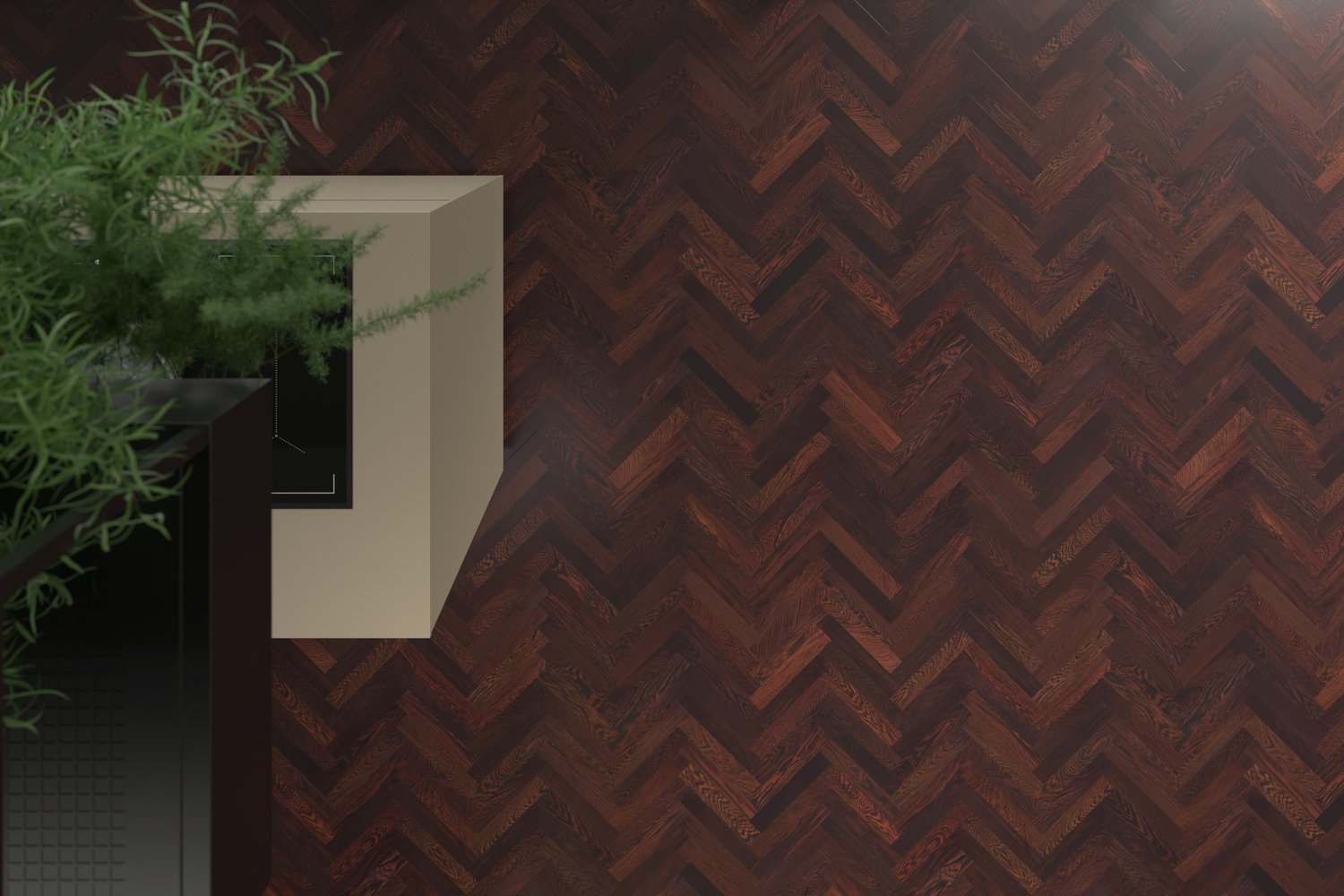 rendering with Wenge Herringbone wood texture
