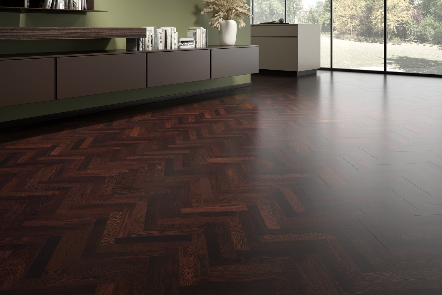rendering with Wenge Herringbone wood texture