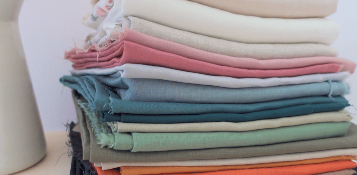colourful linen fabric stack