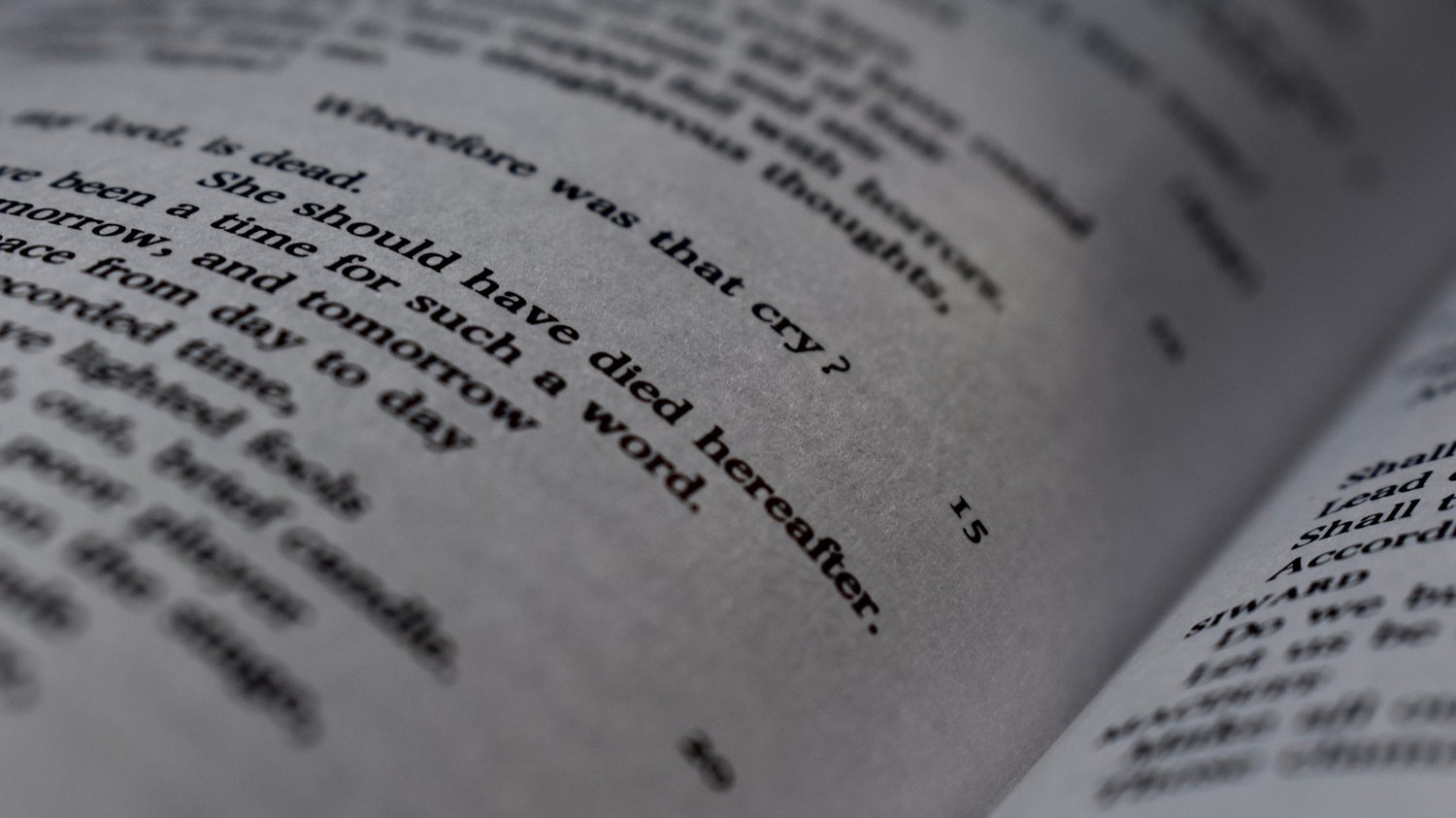 Picture of a Shakespeare script opened at a page