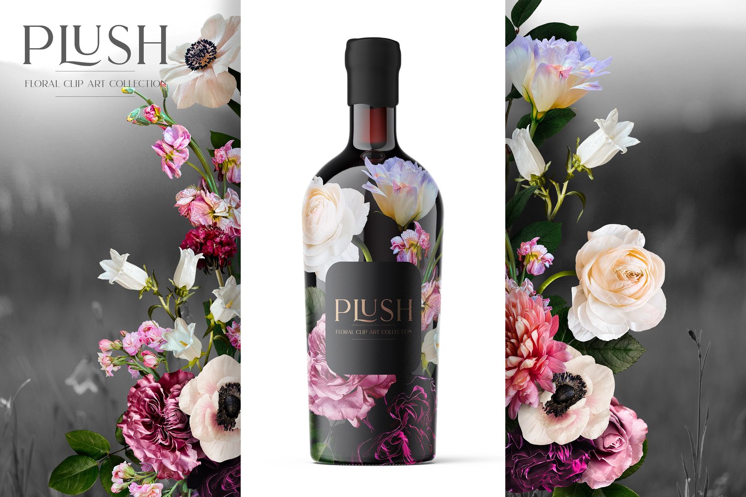 Roses, ranunculus, anemones, mums and more in burgundy, cream, mauve, white and pink