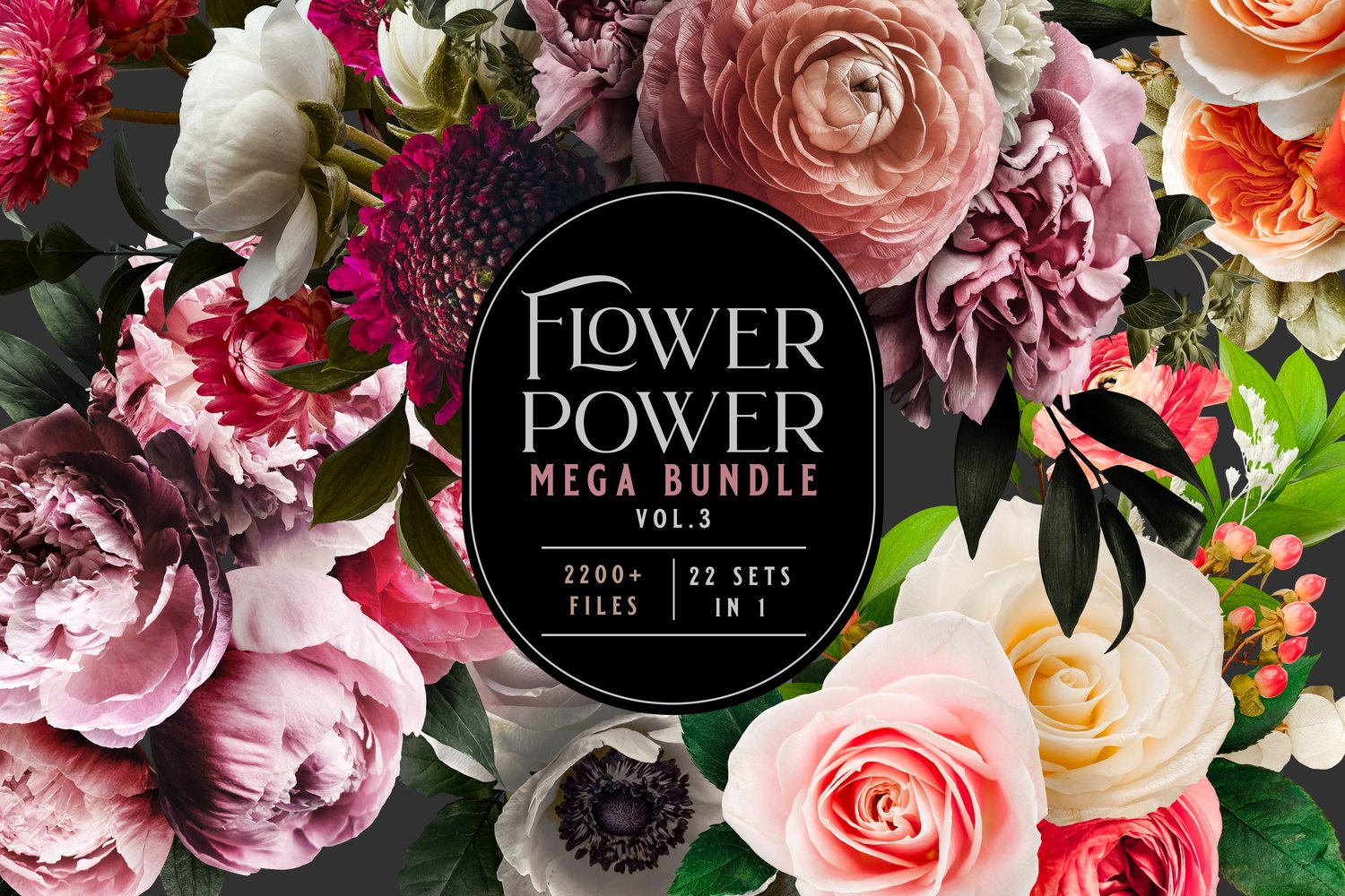 flower power mega bundle of realistic digital floral graphics