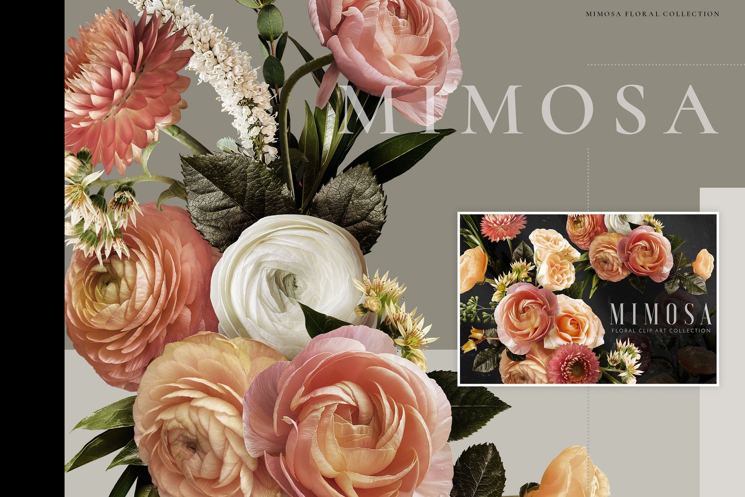 bundle of several realistic digital floral graphics