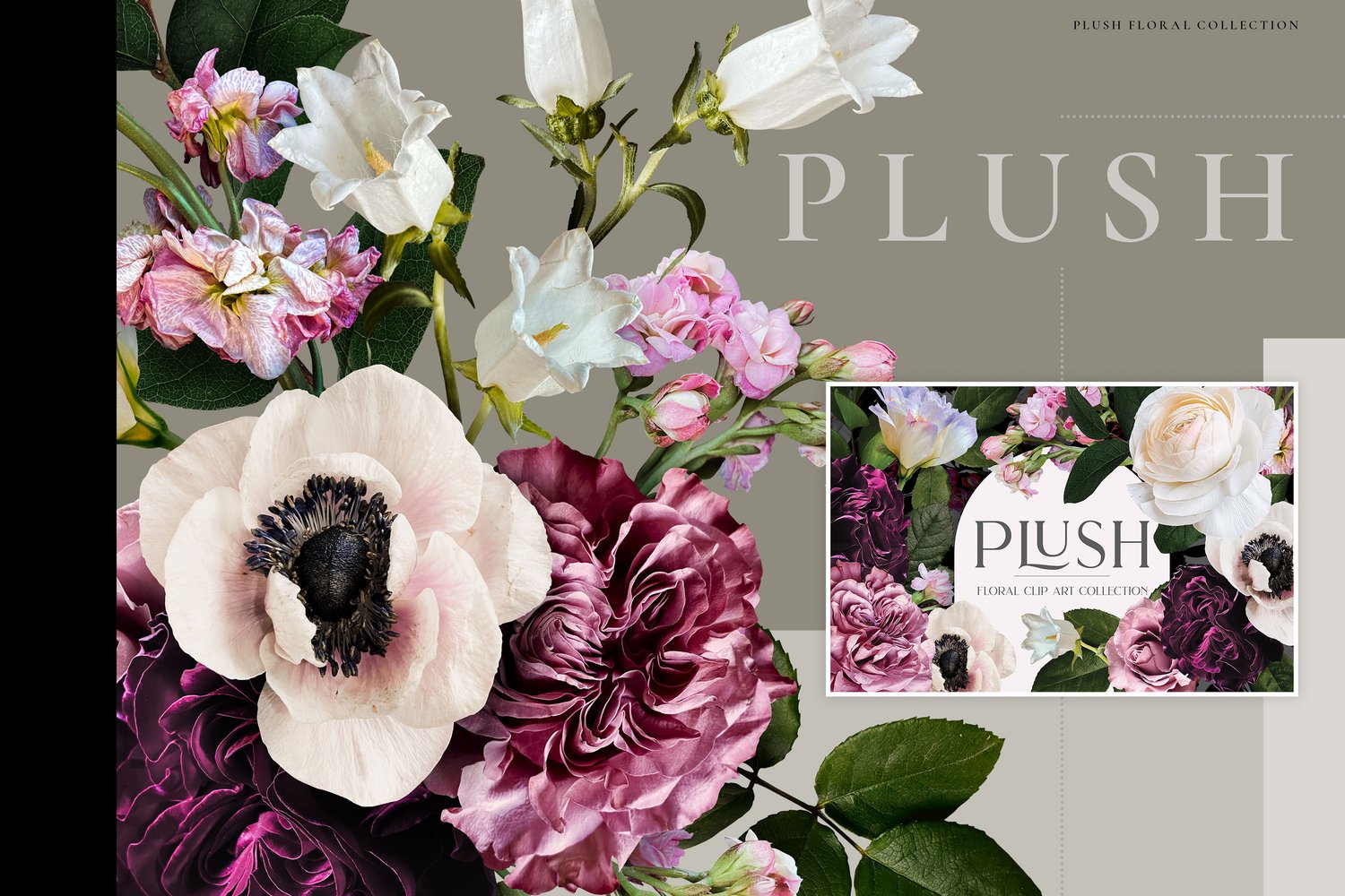 bundle of several realistic digital floral graphics