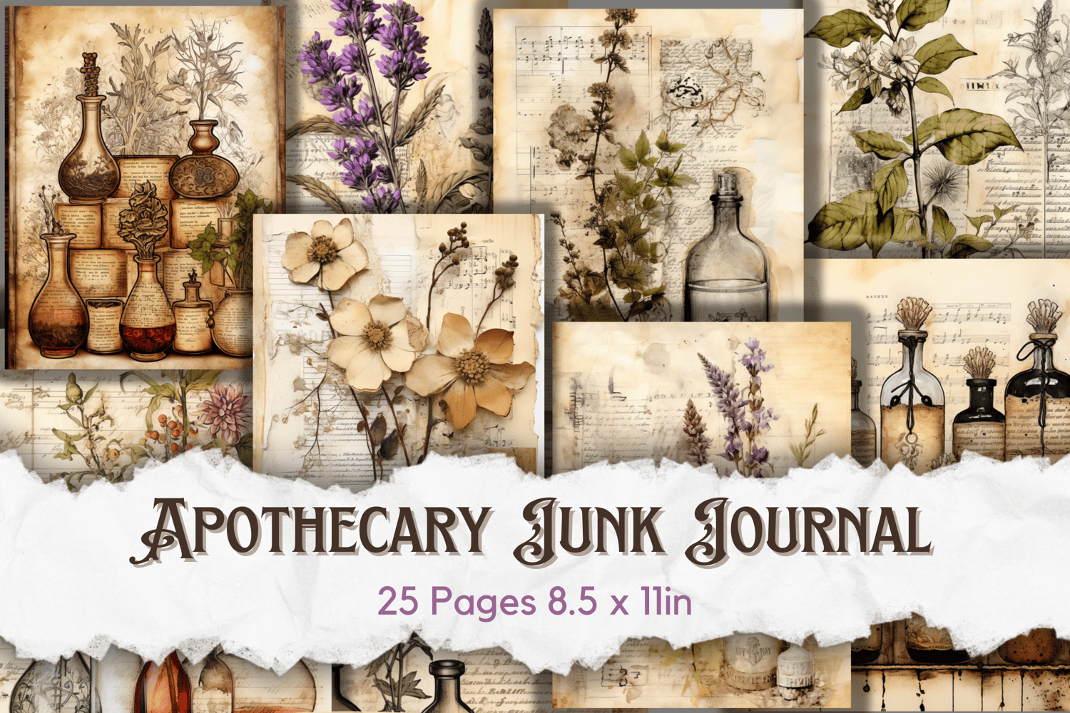 Journal Kit Printable Apothecary Junk Journal Kit Vintage