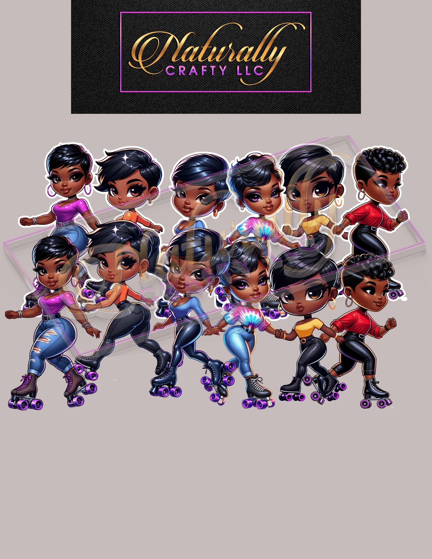 African American Skating Clipart Digital Stickers Skater Illustrations Black Women Art Fun Stickers Creative Clipart Print and Cut Journal and Planner Skating Rink Digital Download PNG Clipart Women Skaters