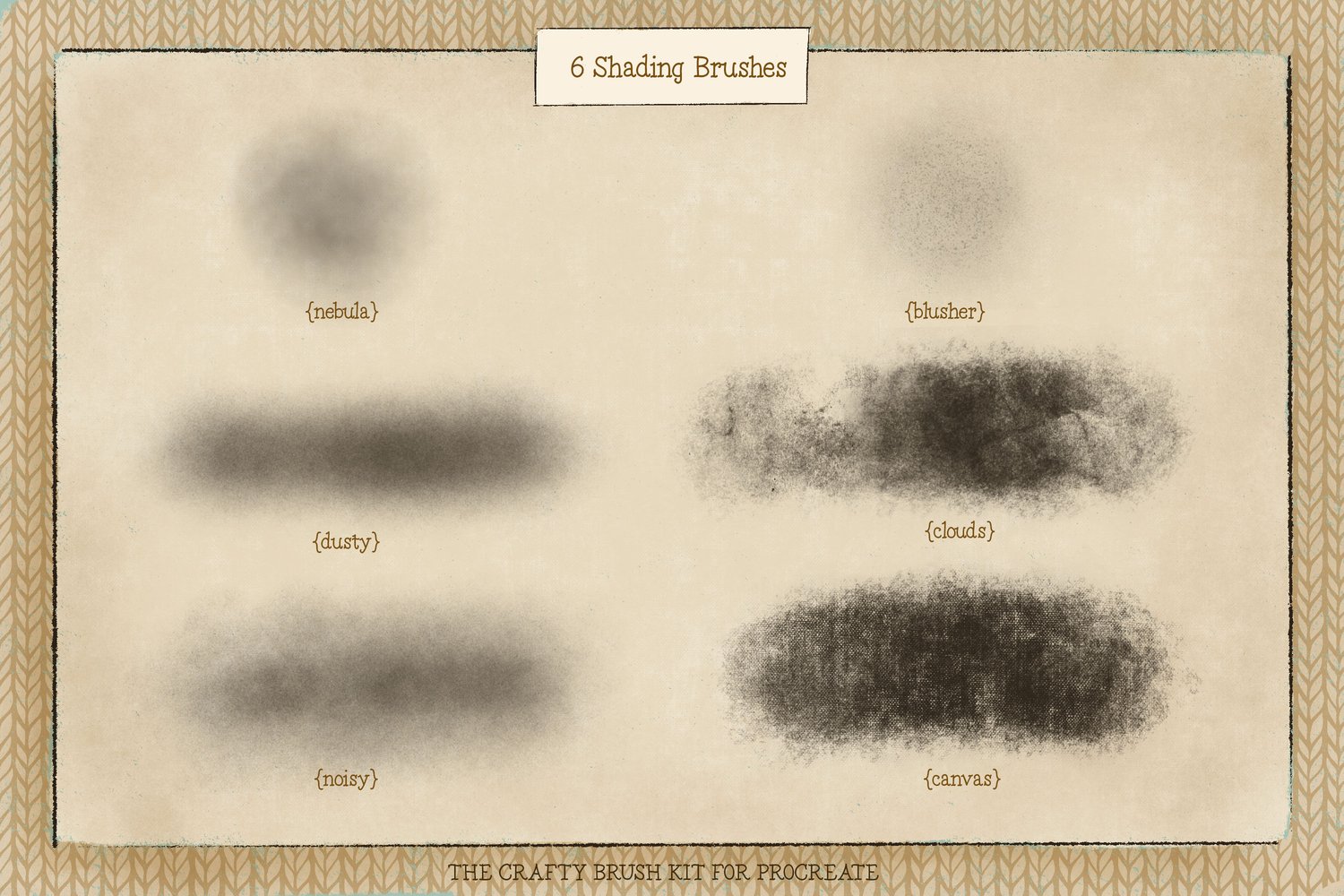 Procreate art brush kit Pens and pencils, patterns, layering, trailing, stamp, shader, and spatter brushes