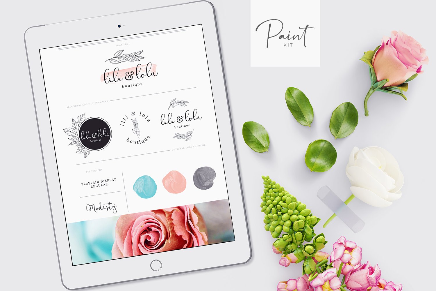 Procreate stamp brush kit  paint strokes, swatches and daubs