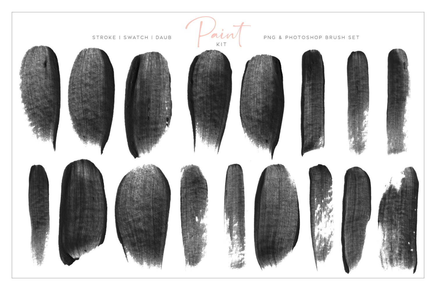 Procreate stamp brush kit  paint strokes, swatches and daubs