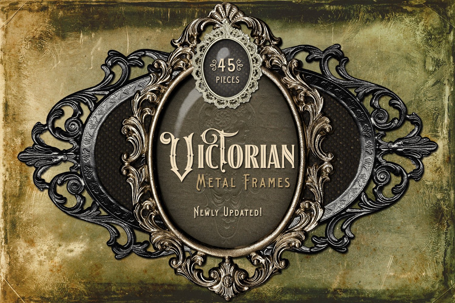 vintage/antique Victorian metal frames in several different finishes and colors digital graphics