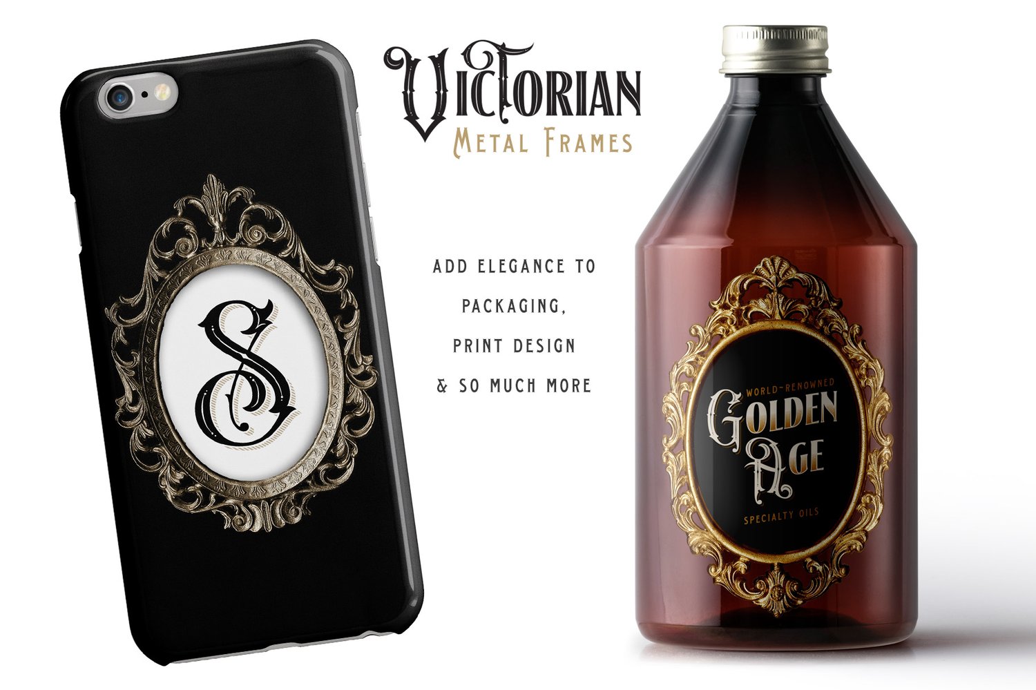 vintage/antique Victorian metal frames in several different finishes and colors digital graphics