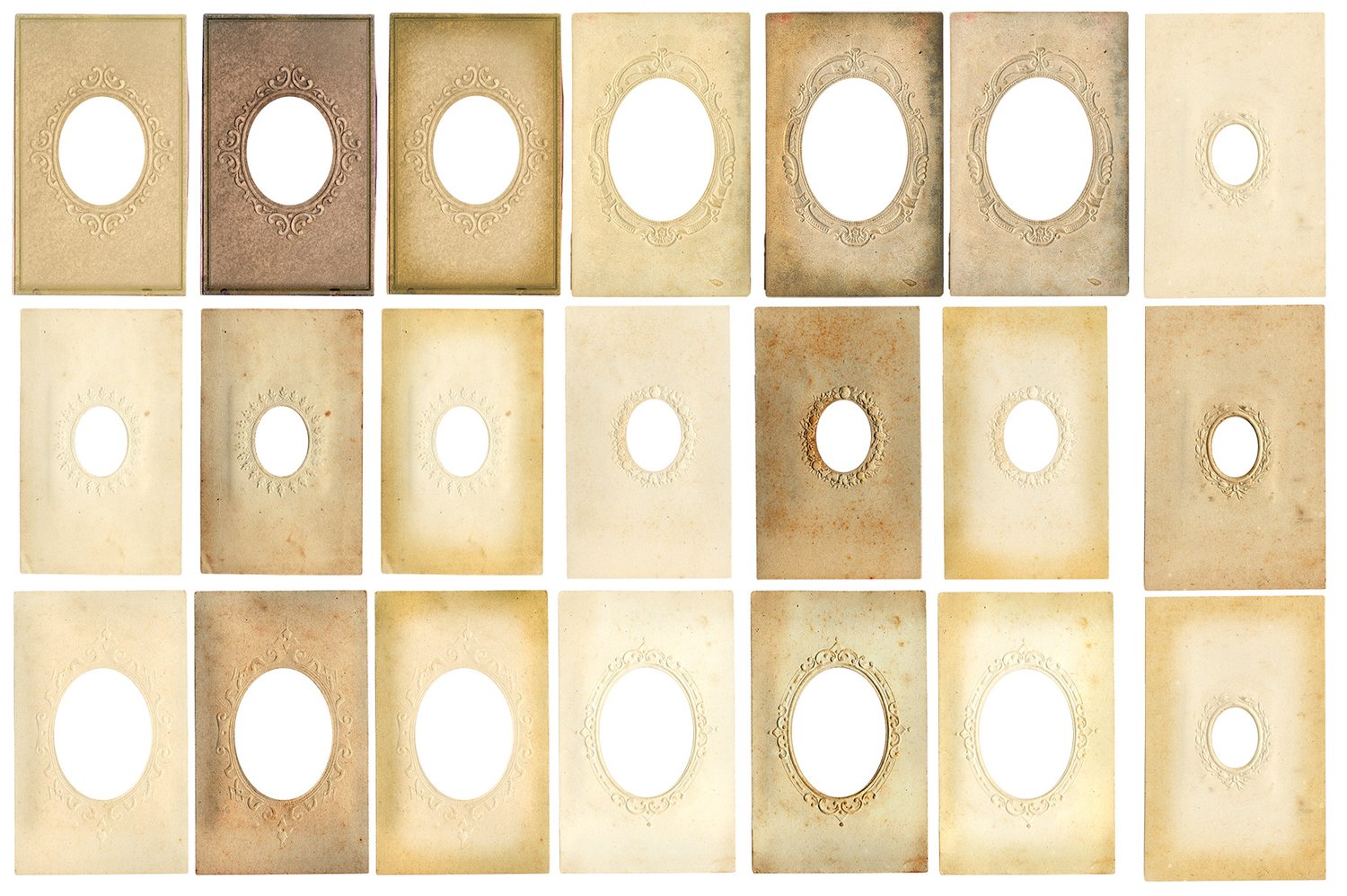 antique paper frames with scrolled oval edges digital graphics