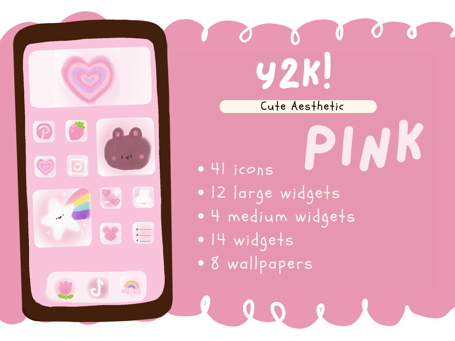 Y2k Cute Pink Aesthetic Icon Sets for iOS Android - Payhip