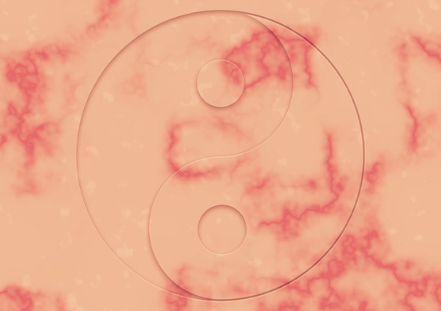 Símbolo del yin-yang sobre fondo rosa difuminado