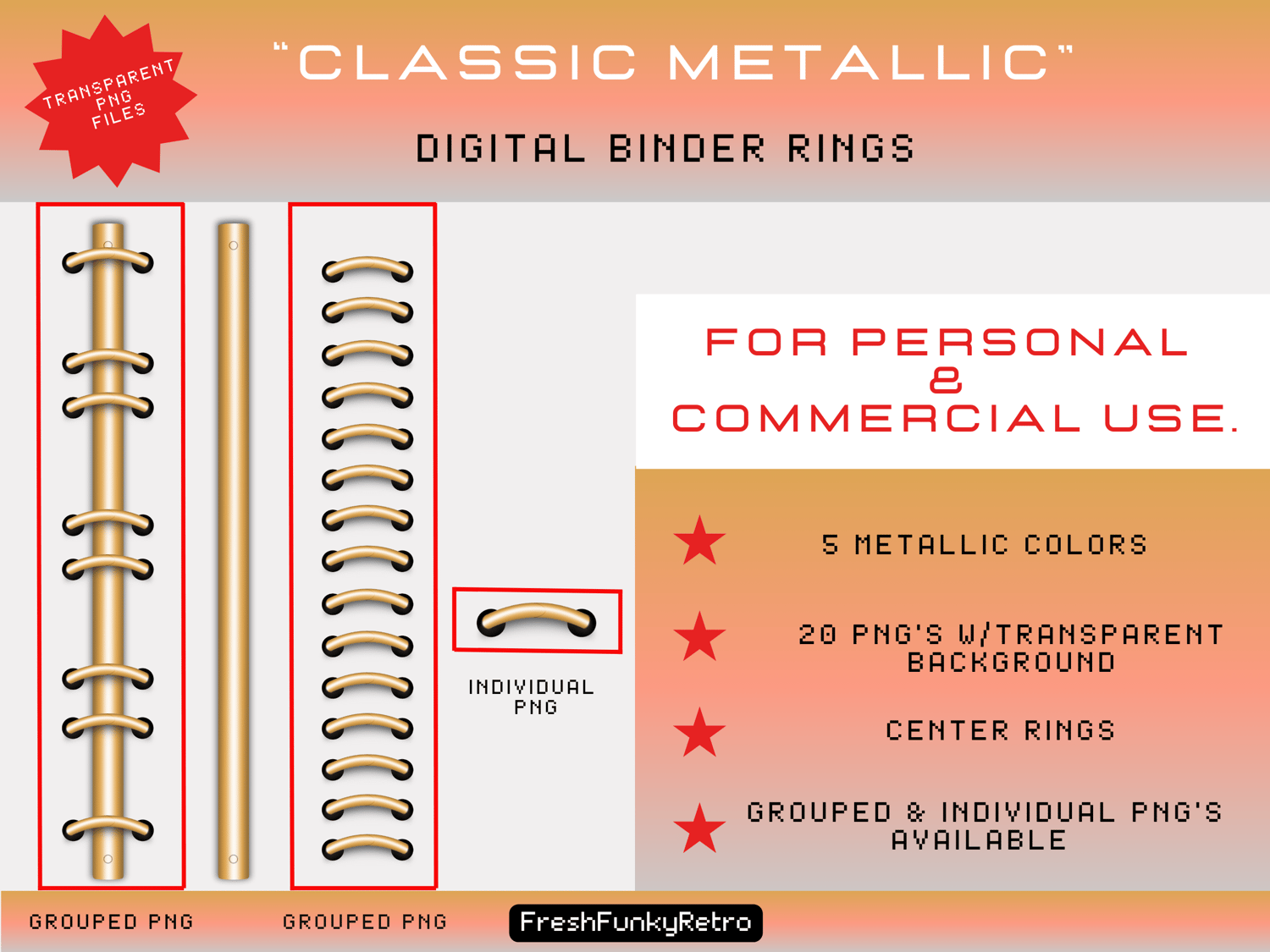 Digital Planner Binder Rings - PNG 