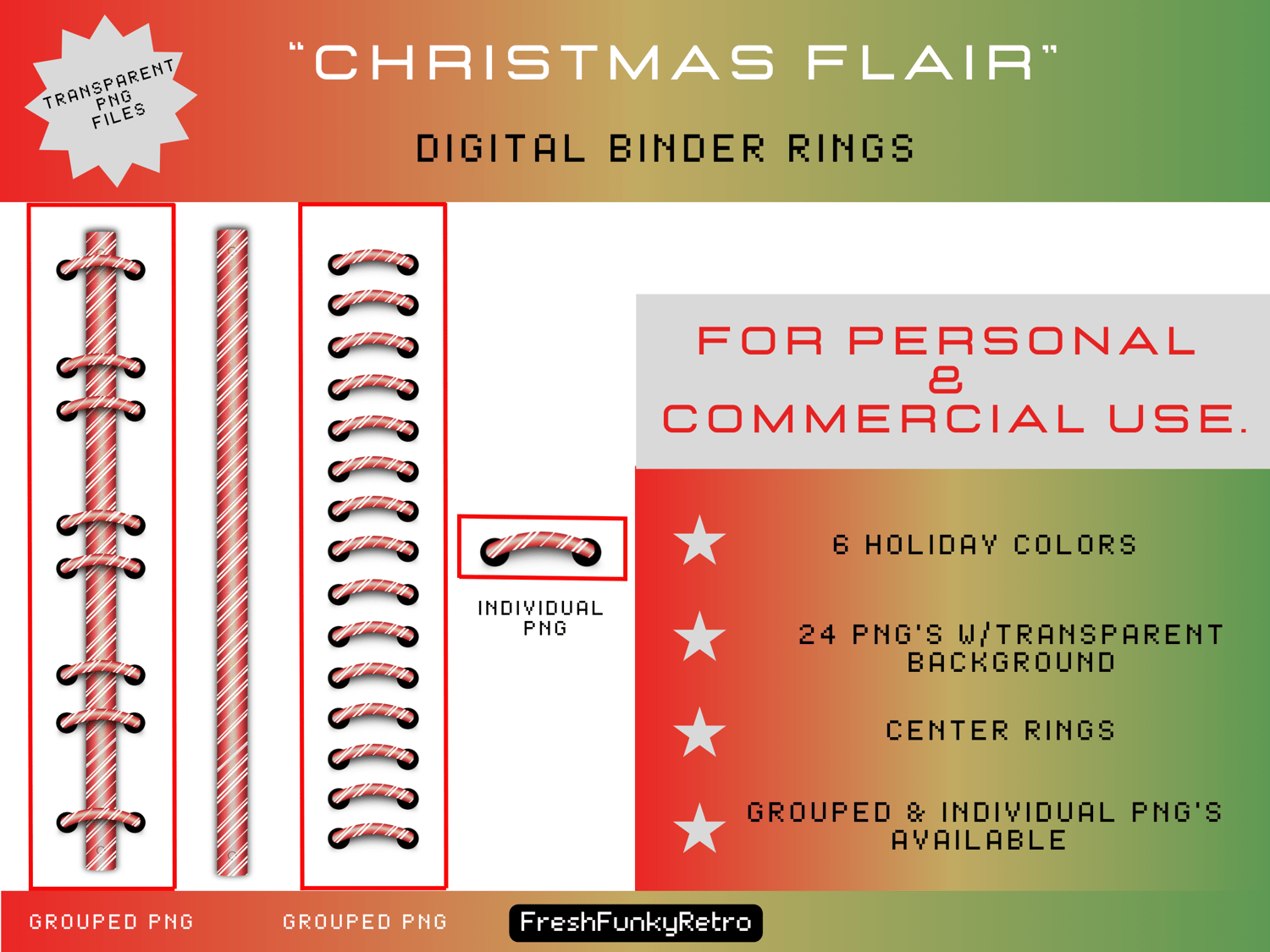 Digital Planner Binder Rings - PNG 