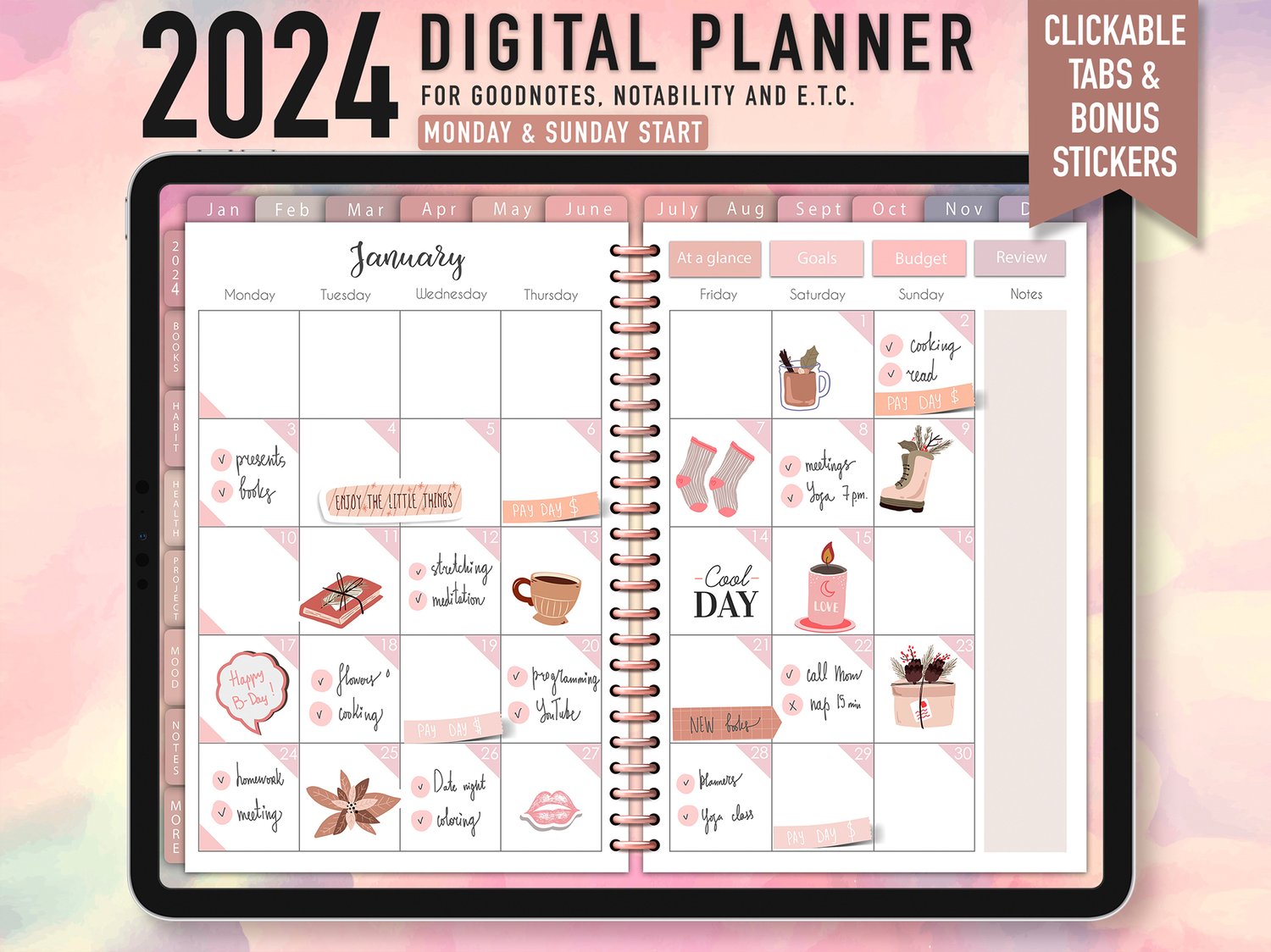 FREE Digital Planner Stickers for GoodNotes