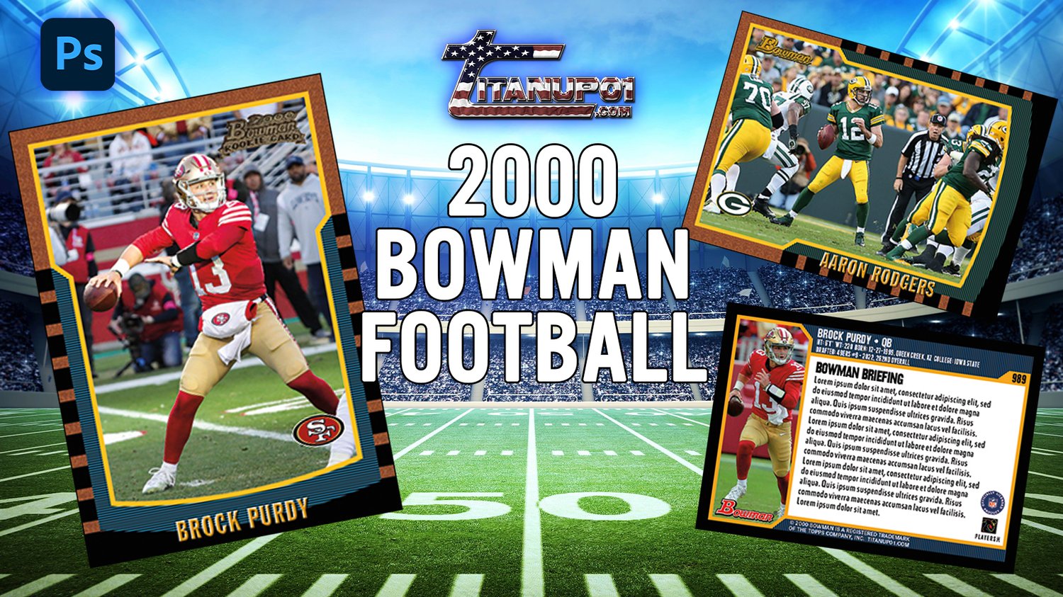 2000 Bowman Football Photoshop PSD Templates