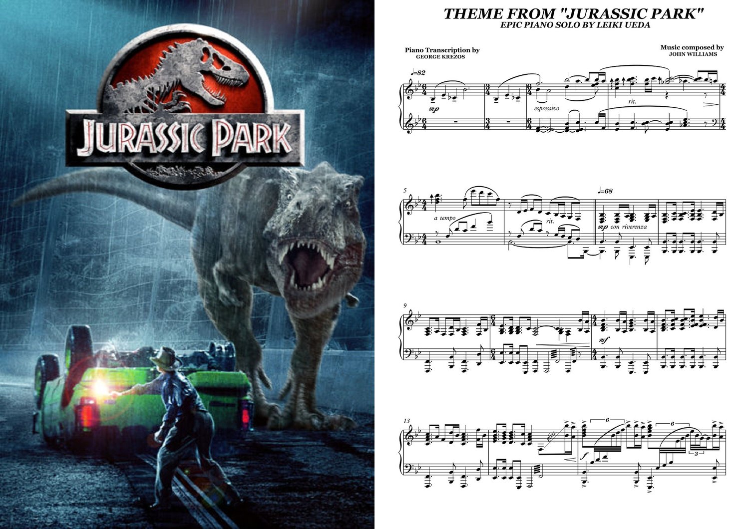 THEME FROM JURASSIC PARK (1993) EPIC PIANO SOLO BY LEIKI UEDA