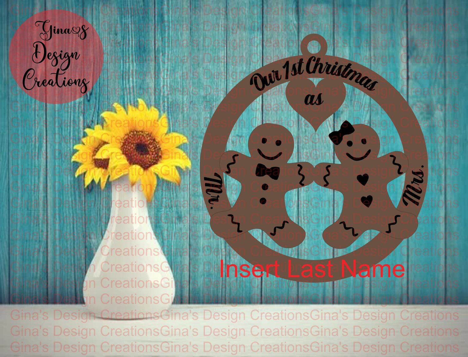 Lasercut First Christams Mr & Mrs Gingerbread Ornament