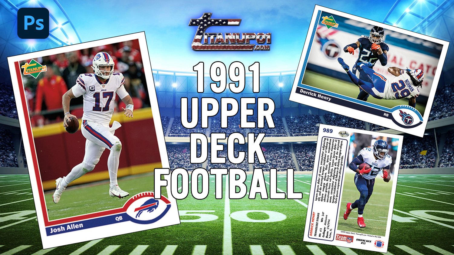 1991 Upper Deck Football Photoshop PSD Templates