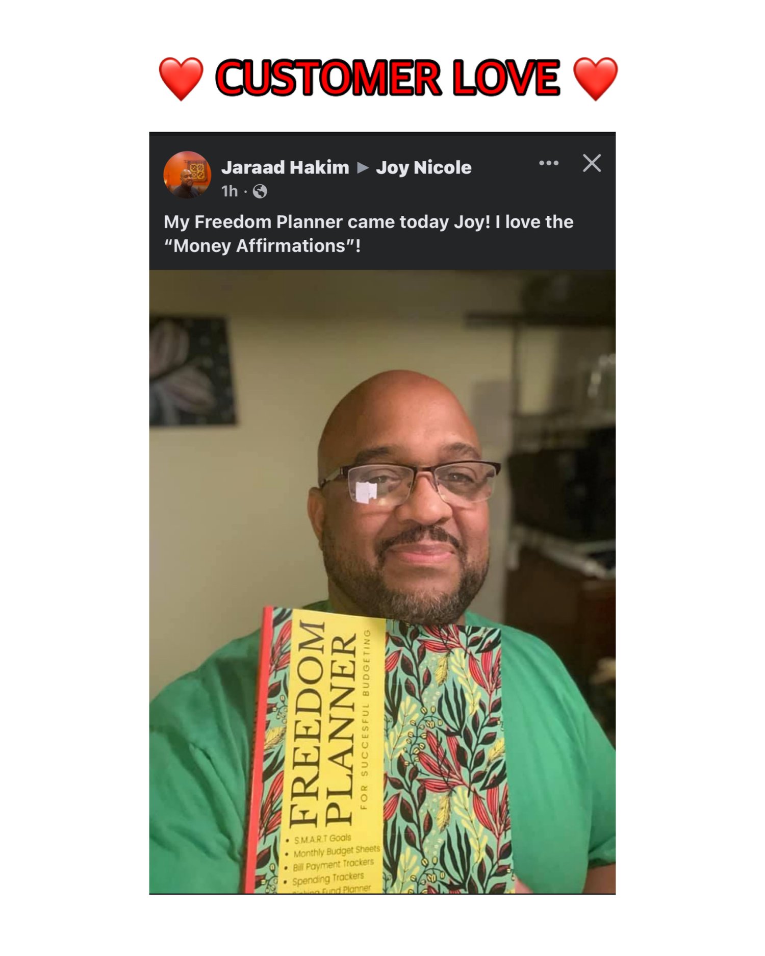 Customer Love! Black Man Customer Image: Holding The Freedom Planner for Successful Budgeting!https://payhip.com/b/Krfi2