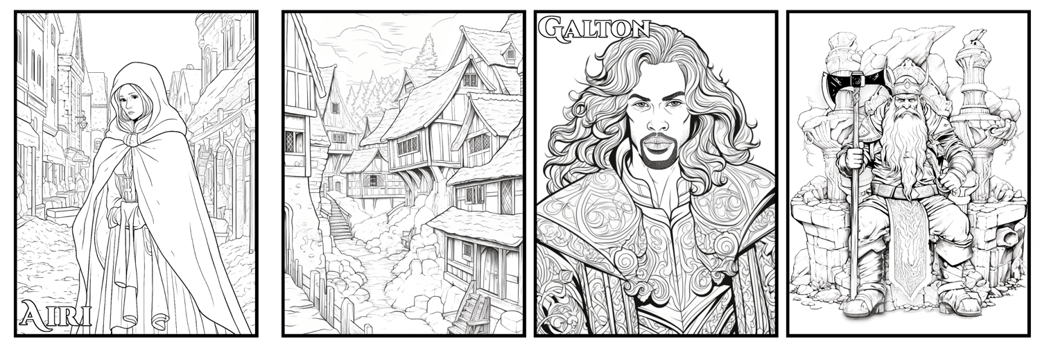 Coloring Pages for A Curse of Scales & Feathers