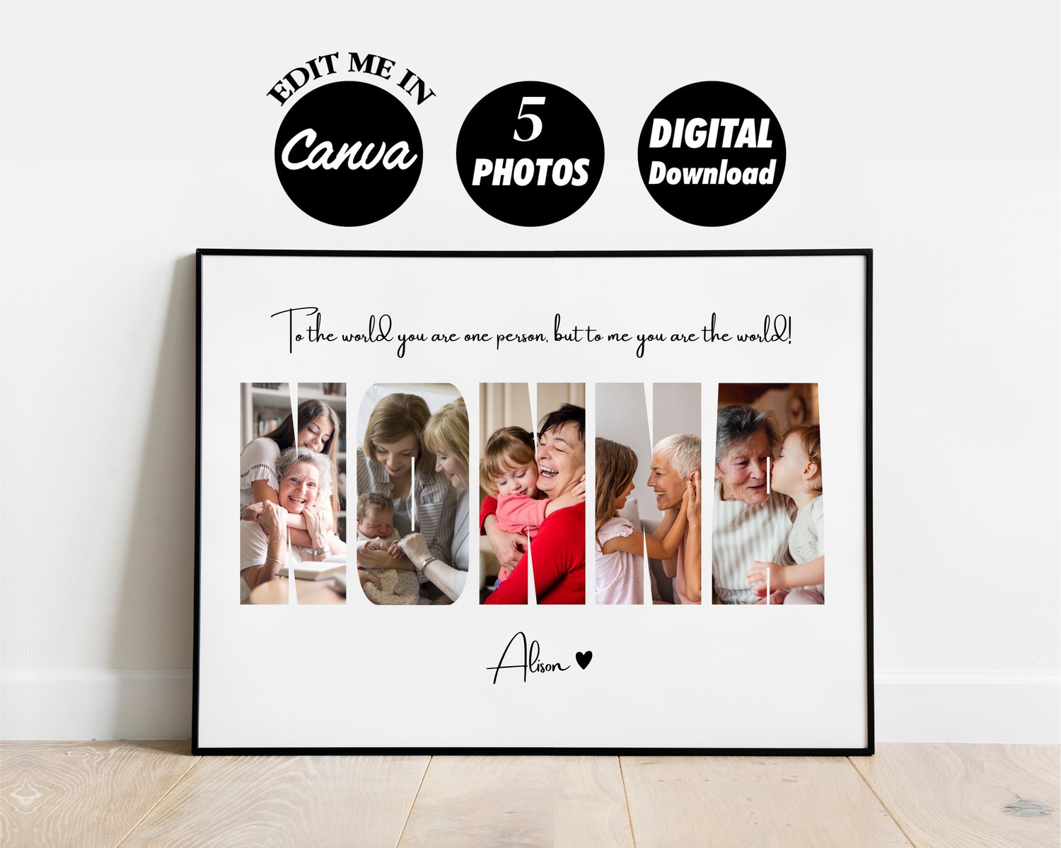 EDITABLE Custom Merry Christmas Grandma Gift,grandmother Photo Collage, Christmas  Gift and Card Personalized Custom Picture,instant Download 