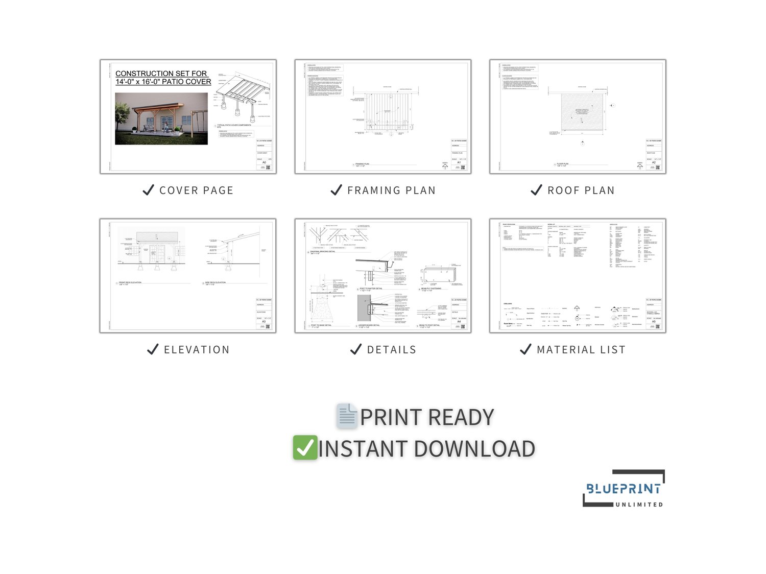 Obtain construction permits for your backyard patio with blueprint patio cover plans.