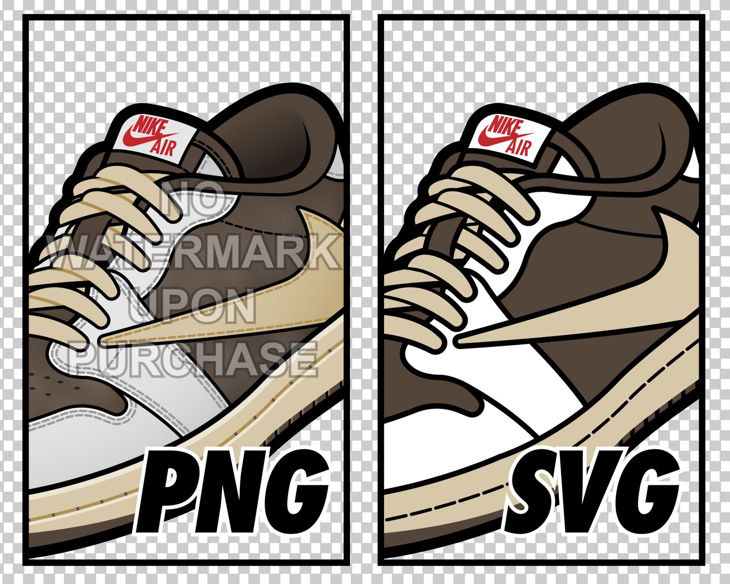 Air Jordan 1 Low Travis Scott Reverse Mocha with lace swap JPEG PNG SVG  right & left shoe bundle