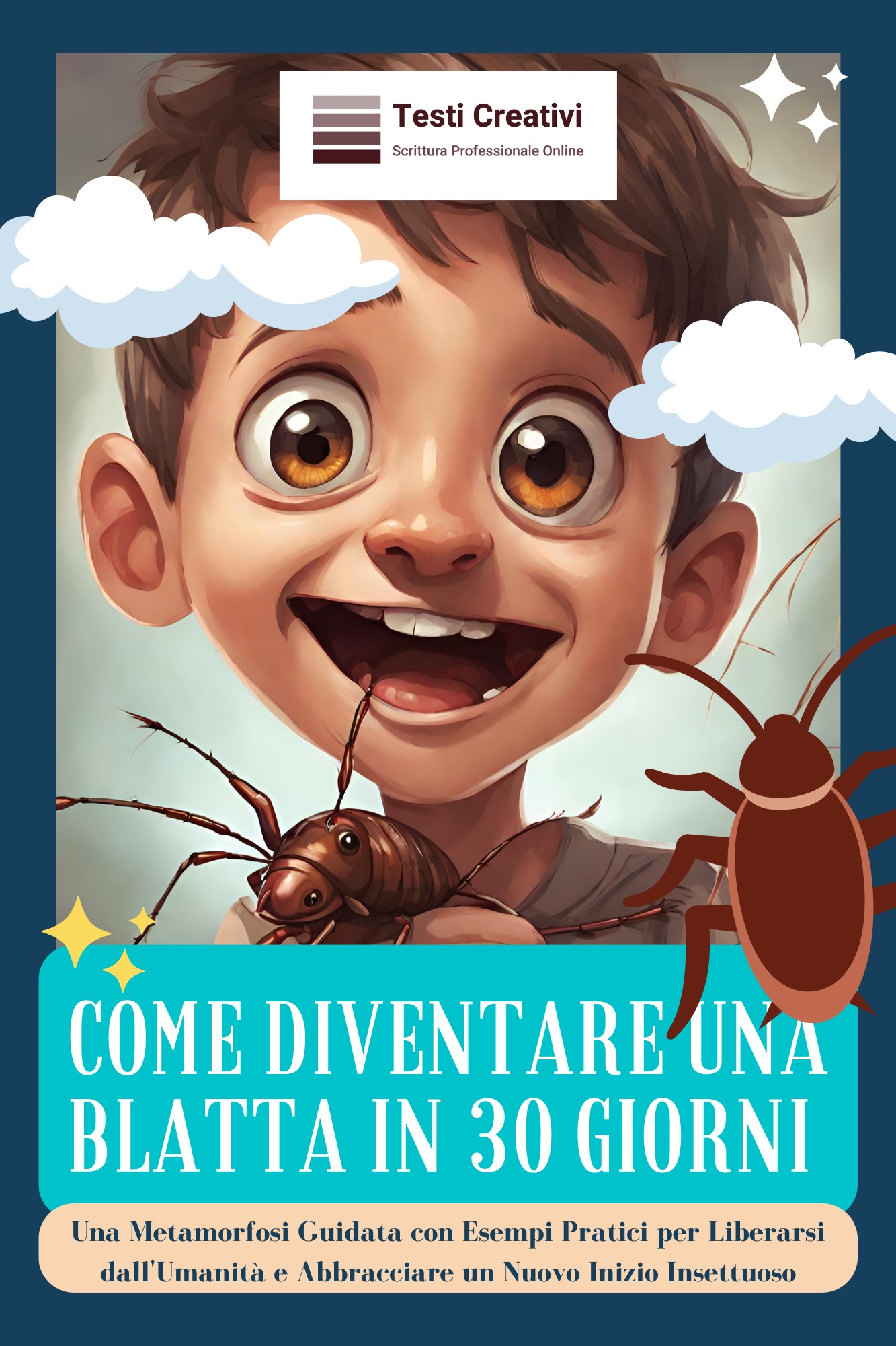 insetto, blatta, trasformazione, crescita personale, metamorfosi, libro, guida, originalità, visionario, nuovi inizi, esempi pratici, dieta da blatta, abbigliamento insettuoso, socializzazione, ambiente naturale, lavoro insettuoso, famiglia insettuosa, ri