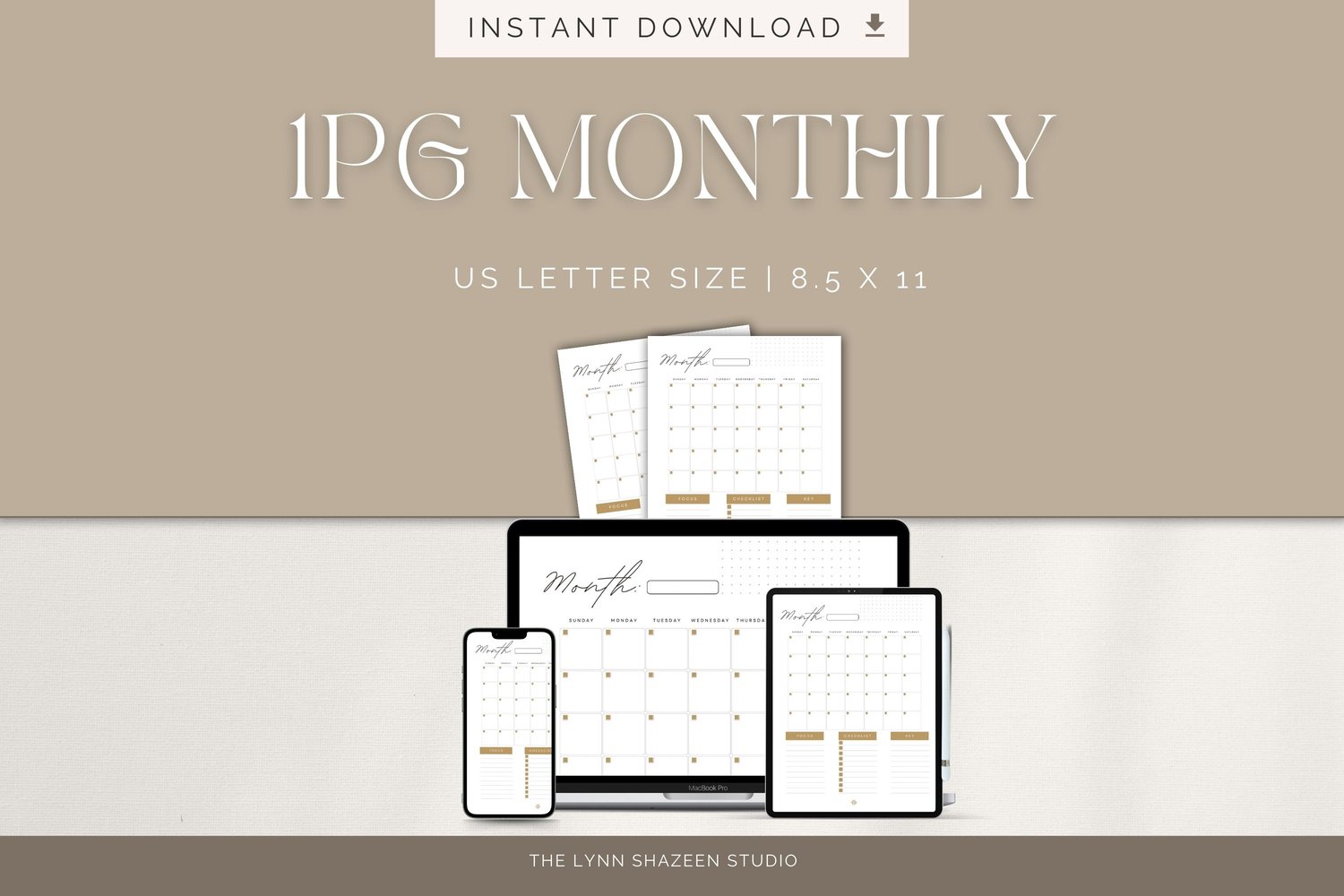 Monthly Planner Inserts | Month On One Page