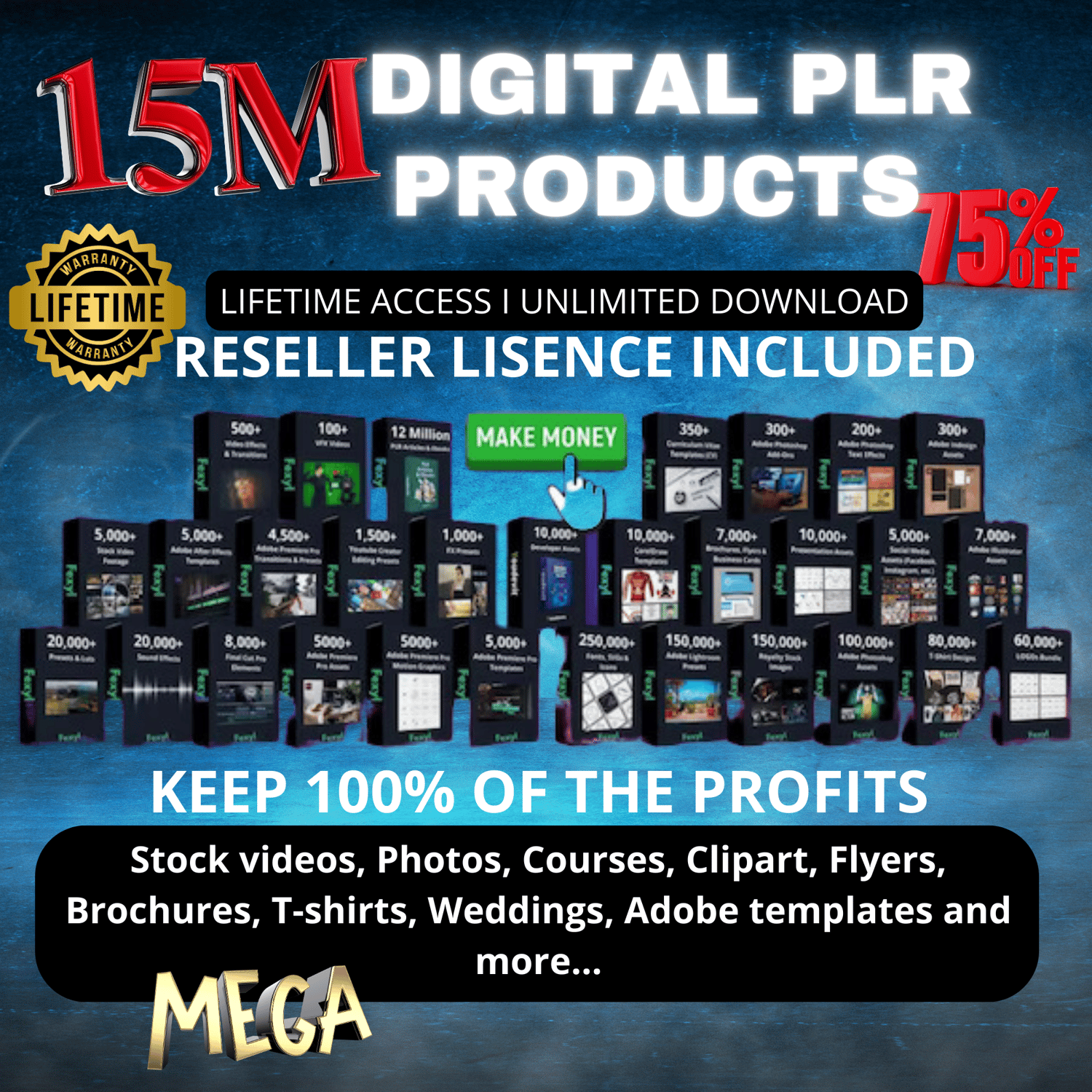 Buy 15 Million Digital Products with Resell Rights (MRR & PLR)